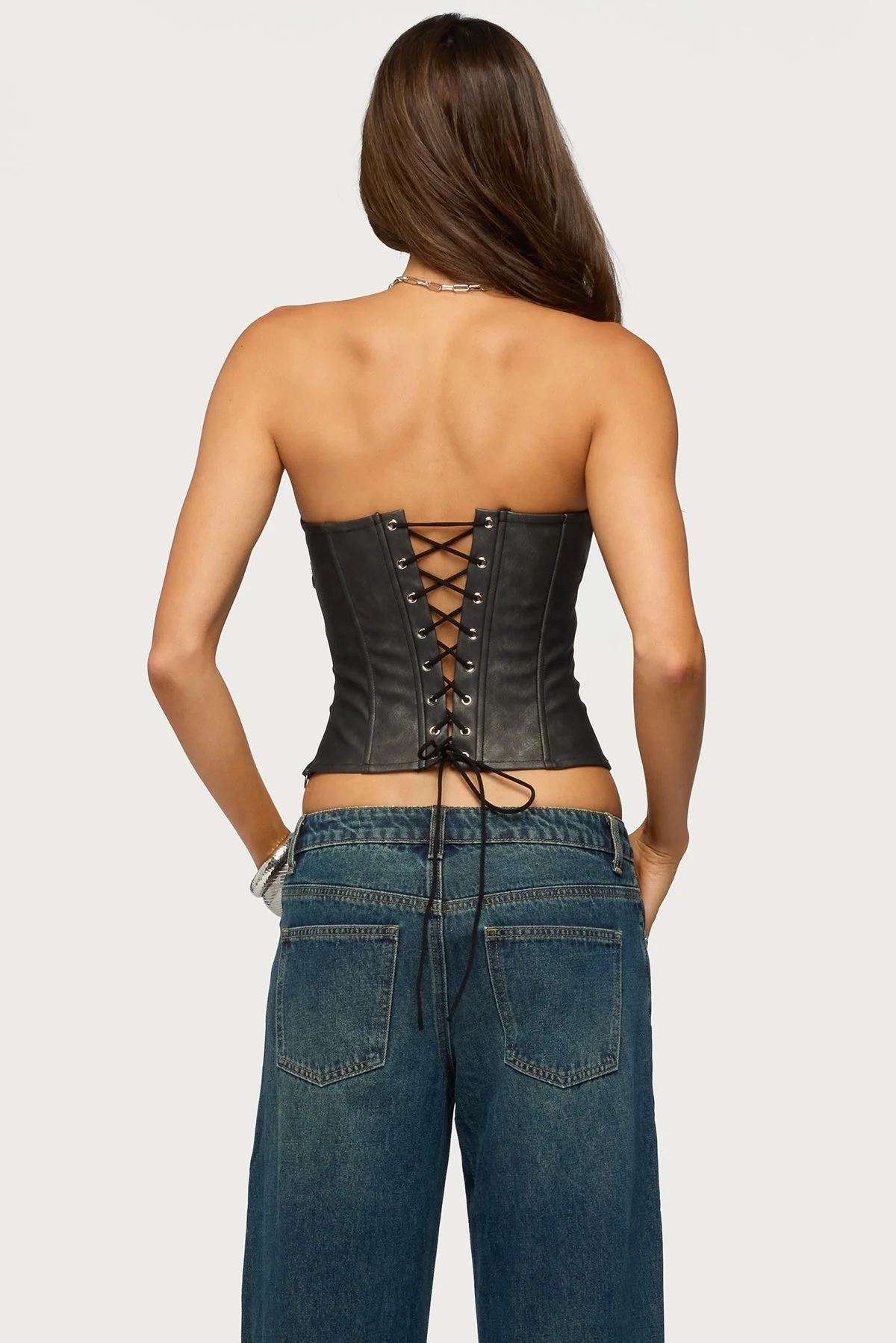 Izara Studded Faux Leather Corset - Image 5