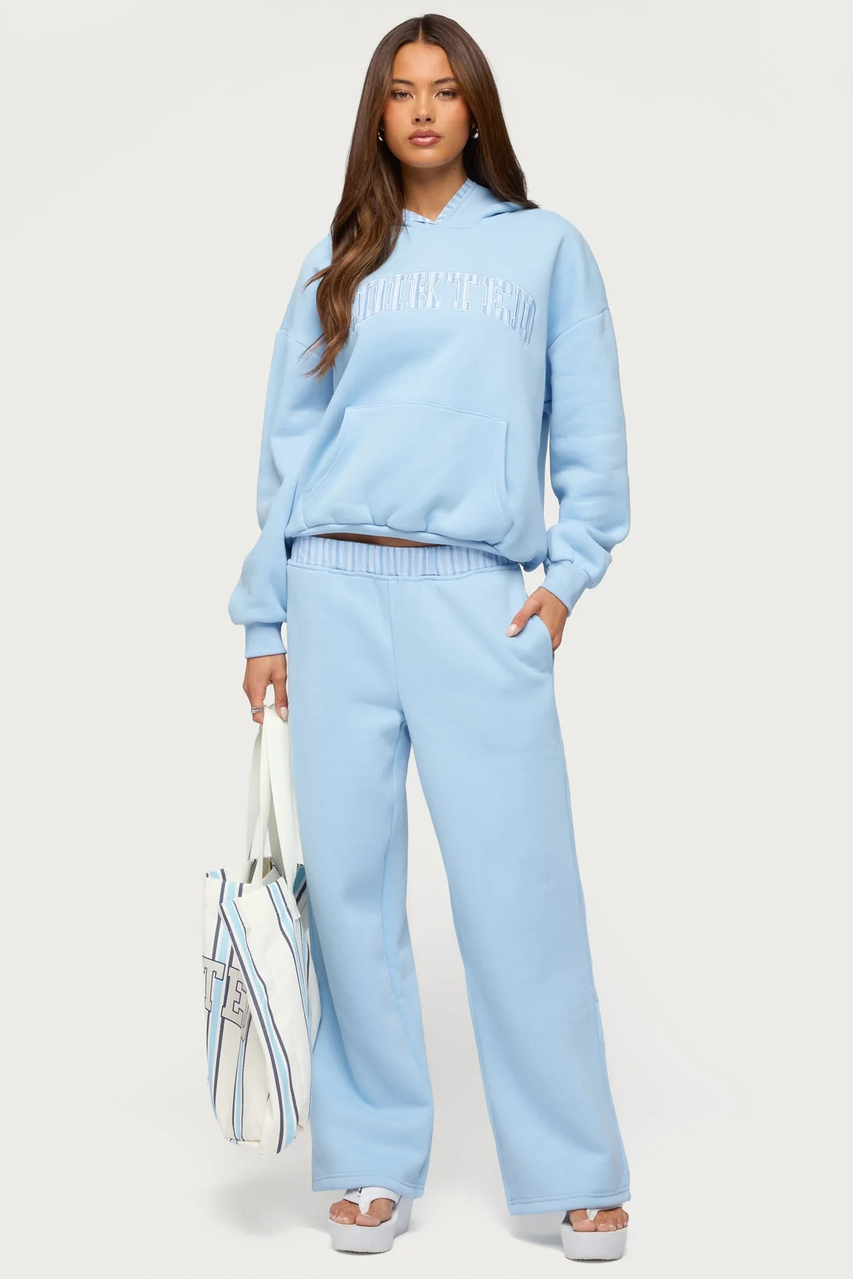 Edikted Core Stripey Wide Leg Joggers - Image 6