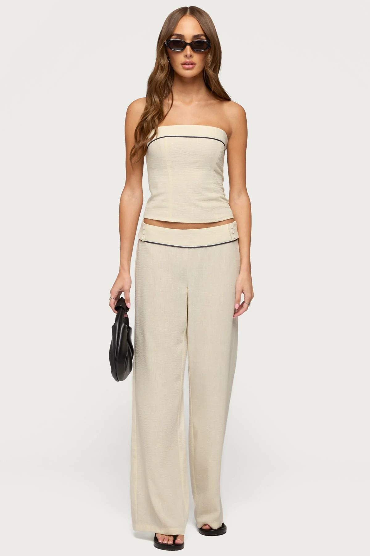 Dorine Contrast Woven Strapless Top - Image 2