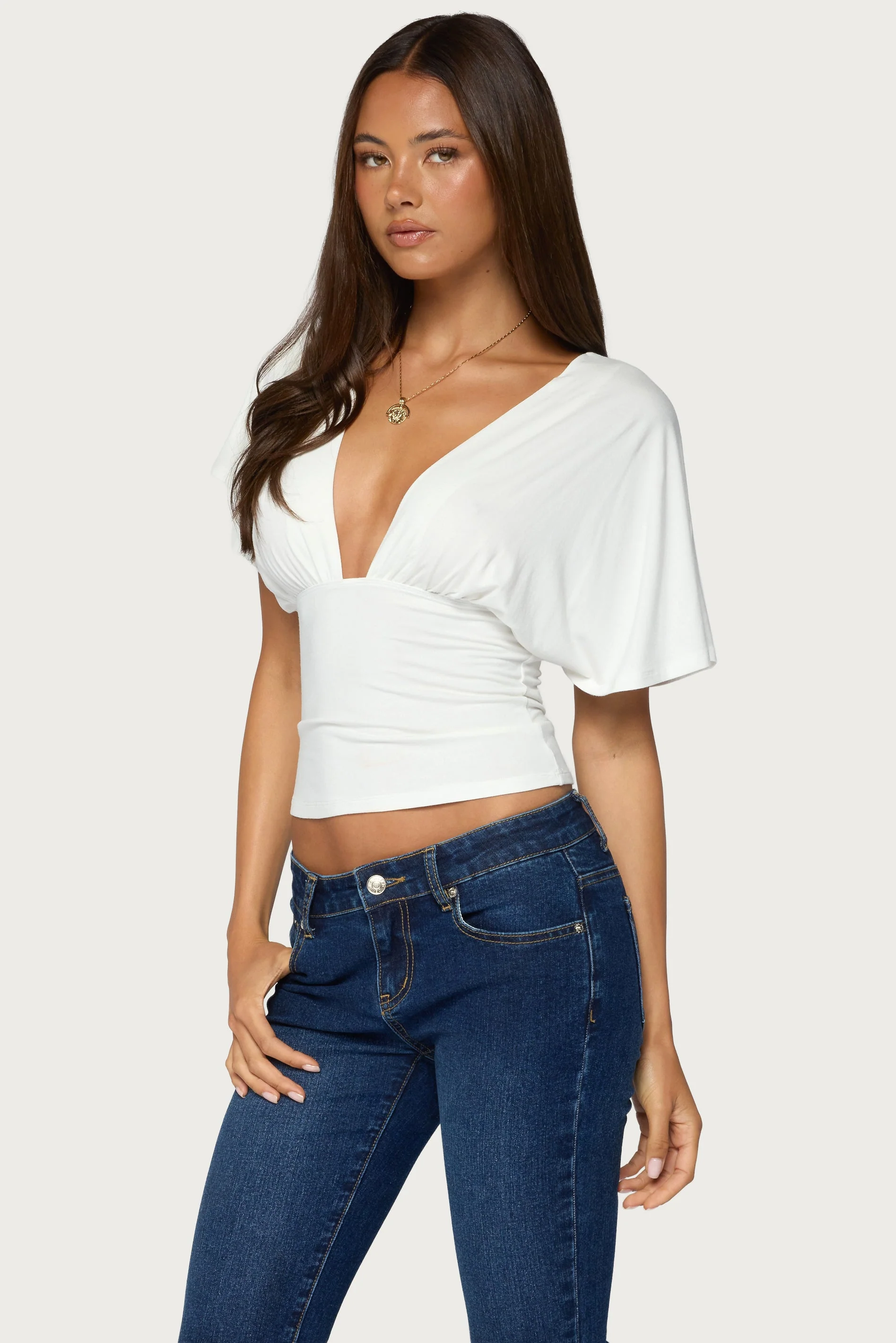 Betee Flutter Plunge Neck Top - Image 3