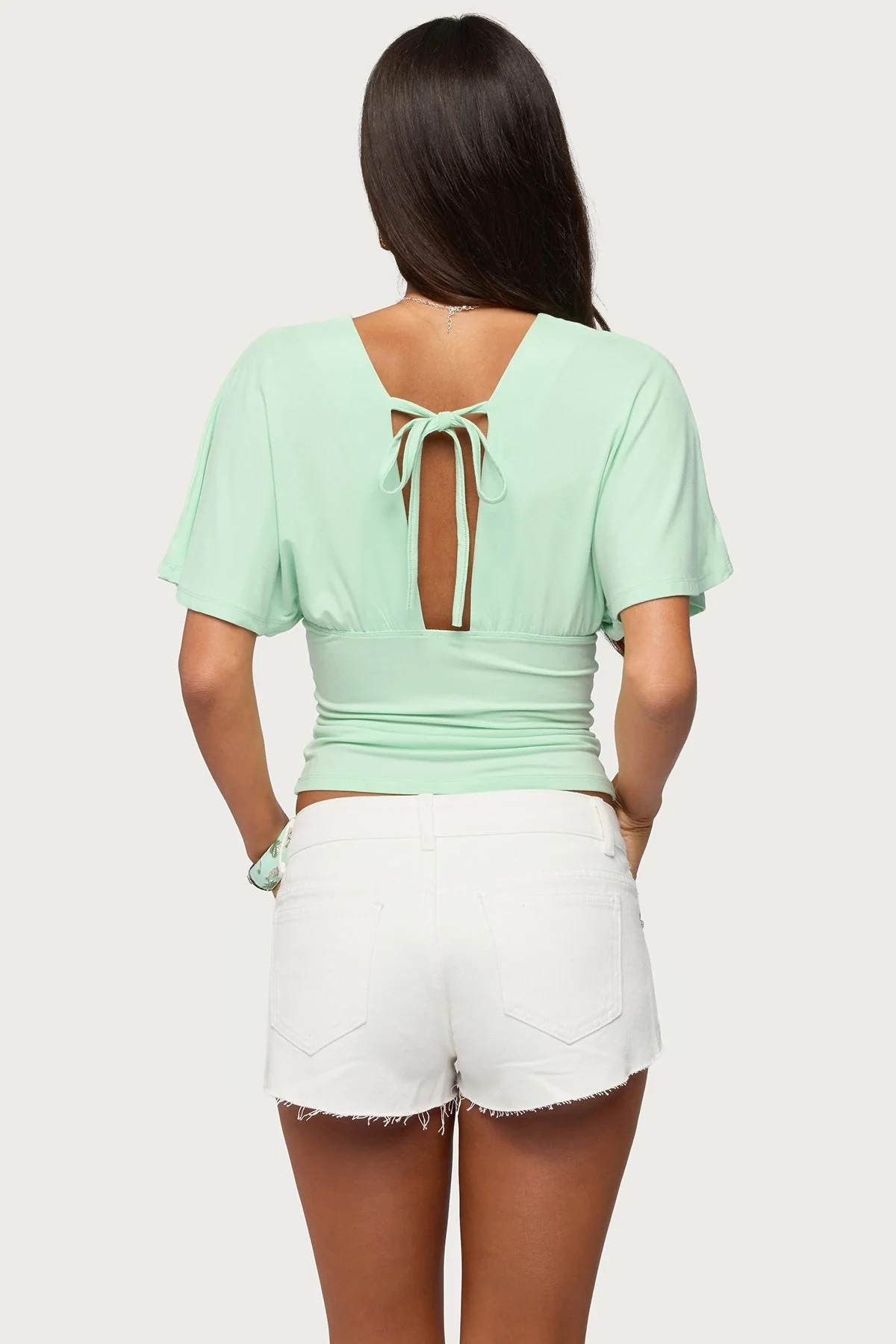 Betee Flutter Plunge Neck Top - Image 5