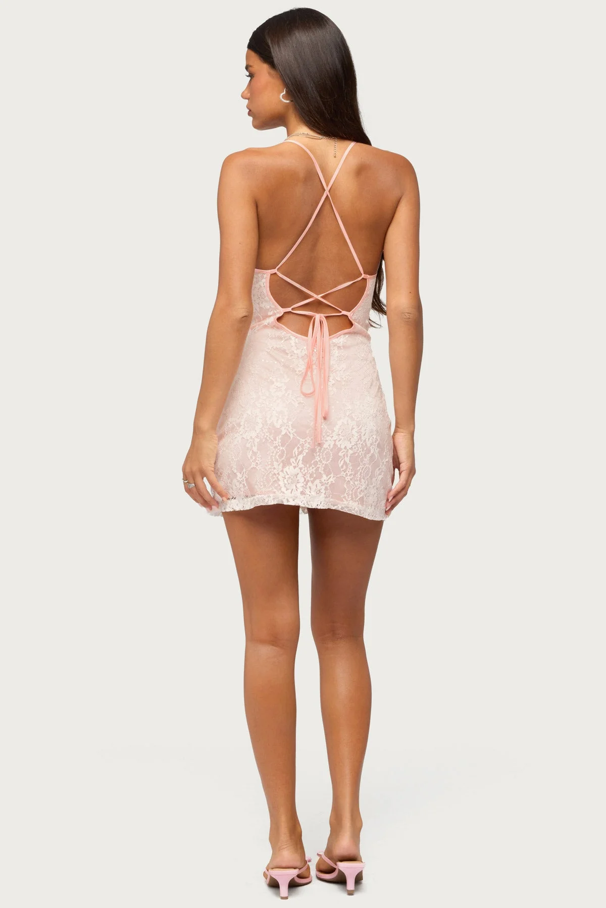 Vida Backless Sequin Lace Mini Dress - Image 2