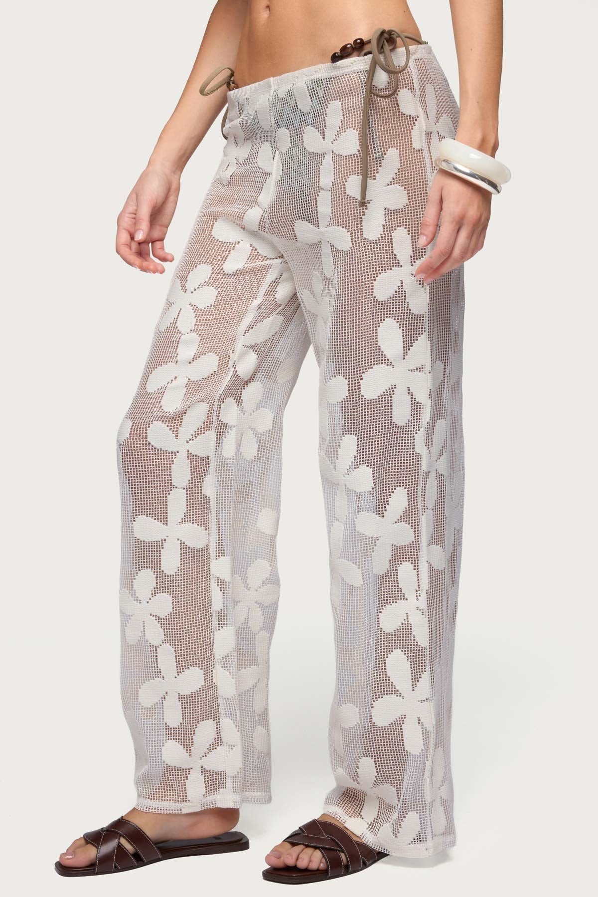 Candace Floral Texured Sheer Trousers - Image 4