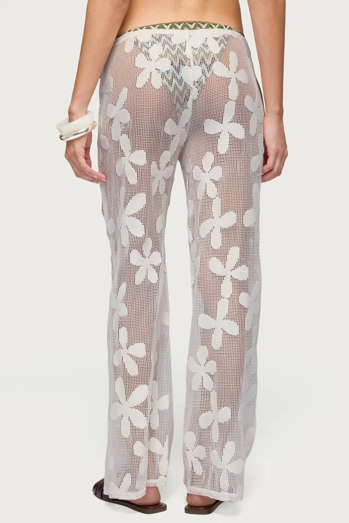 Candace Floral Texured Sheer Trousers - Image 5