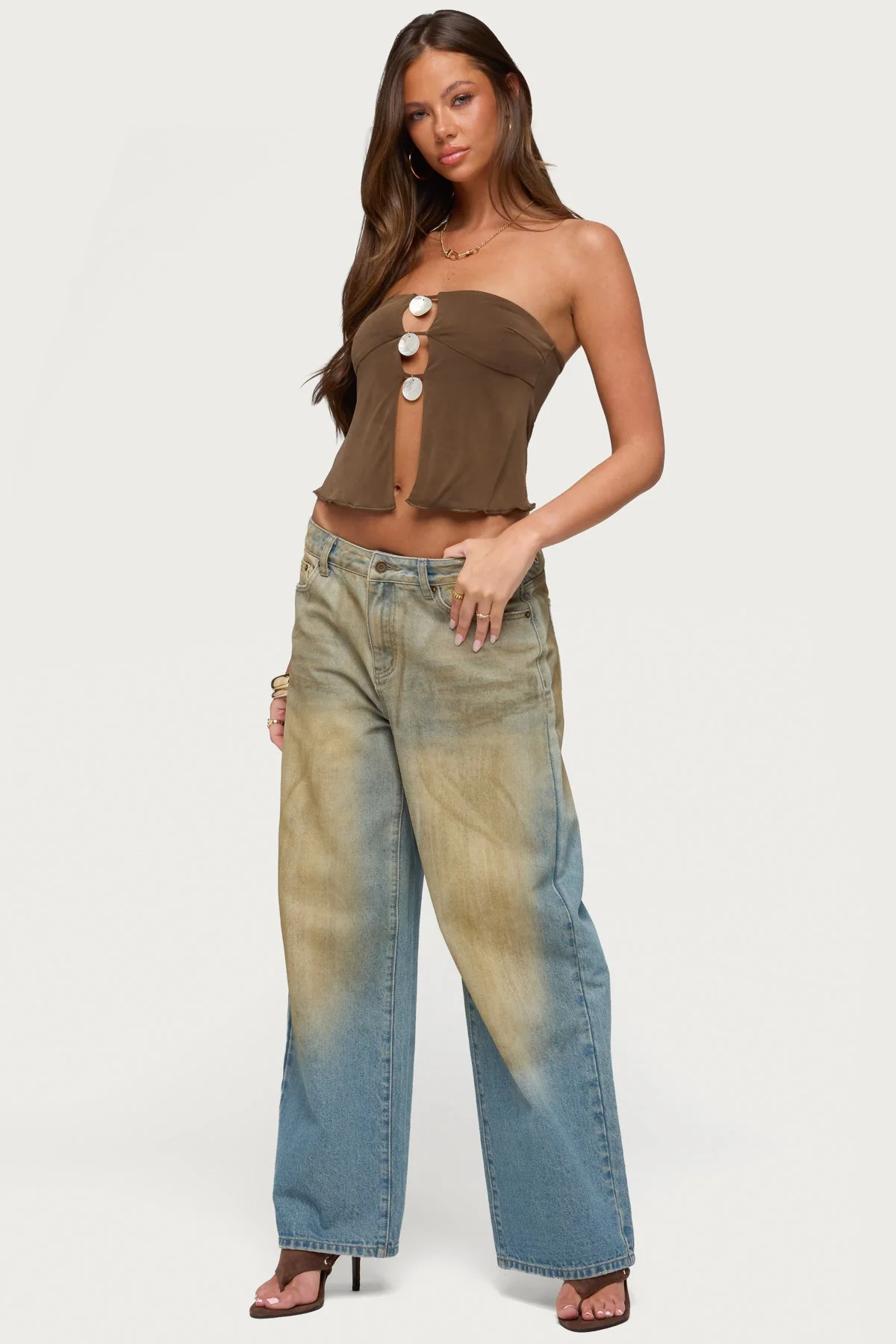 Lee Iridescent Strapless Cutout Top - Image 5