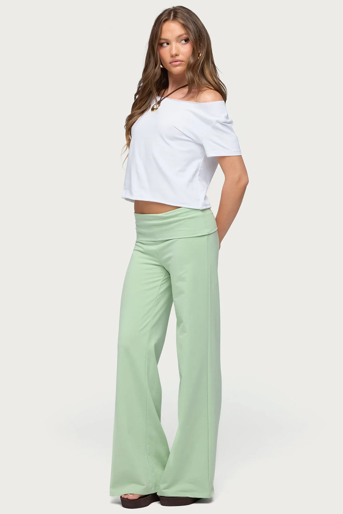 Cammy Wide Leg Foldover Trousers - Image 4