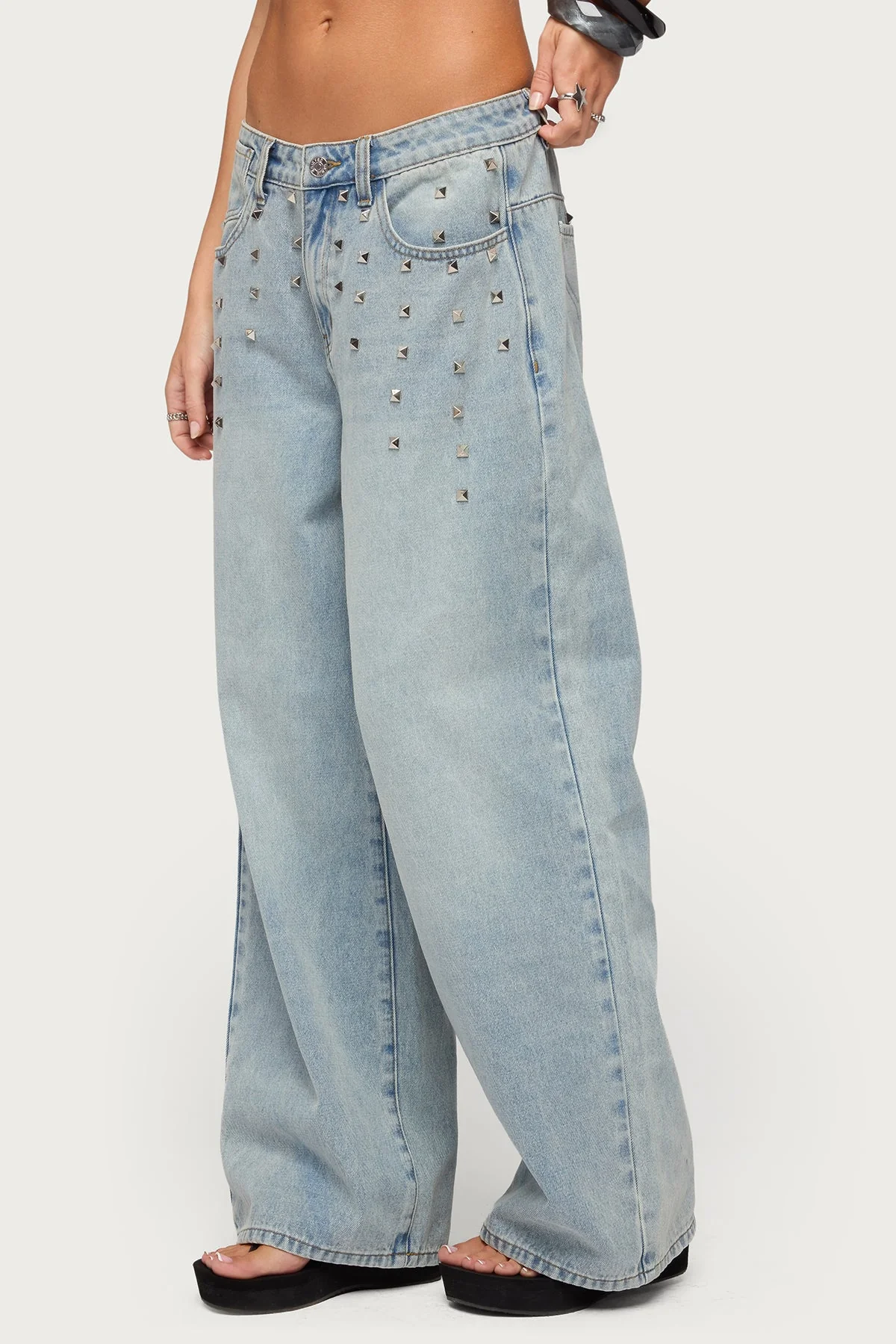 Oaklee Studded Low Rise Baggy Jeans - Image 3