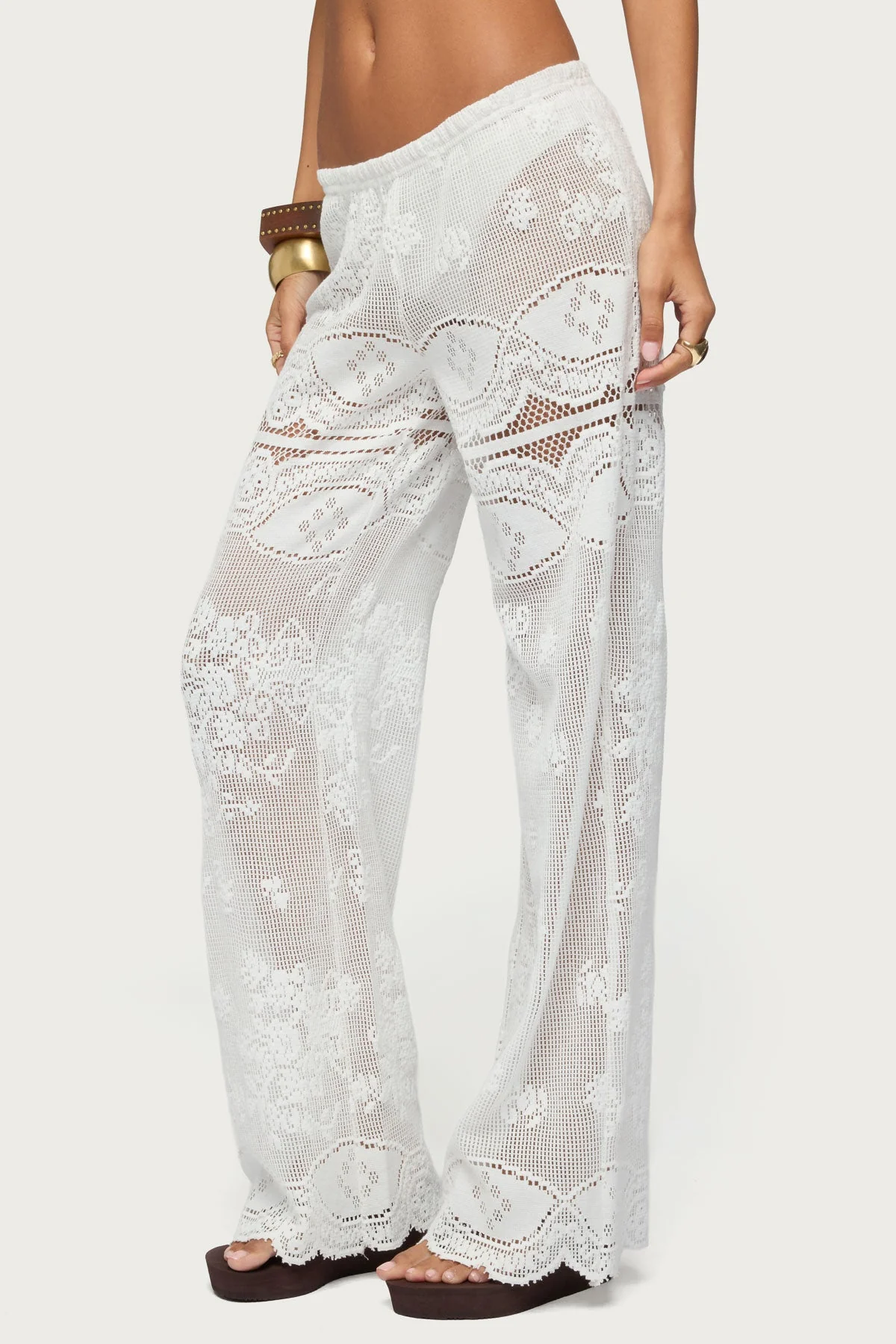 Milaya Sheer Crochet Straight Leg Trousers - Image 3