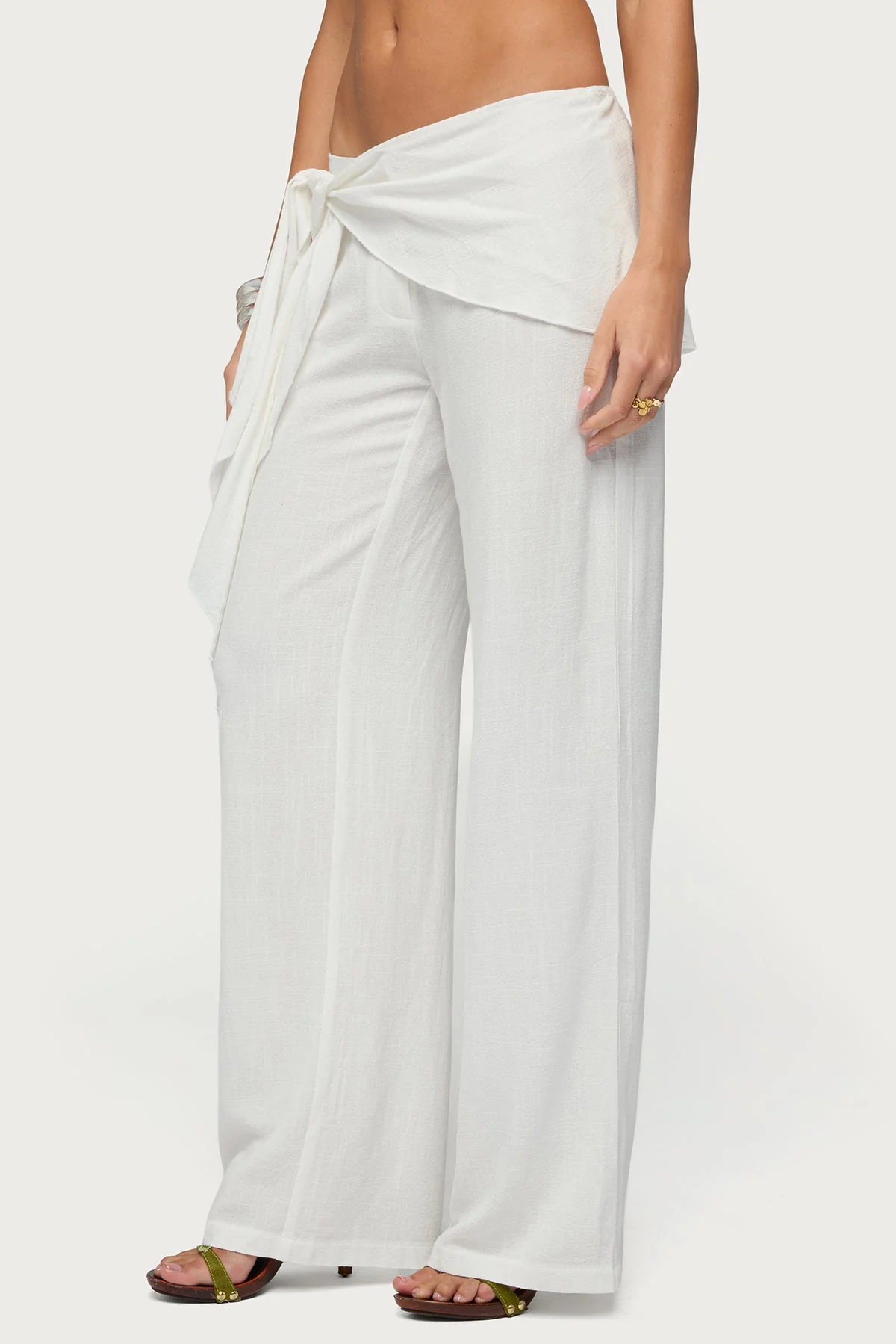 Suki Sarong Belt Linen Look Trousers - Image 3
