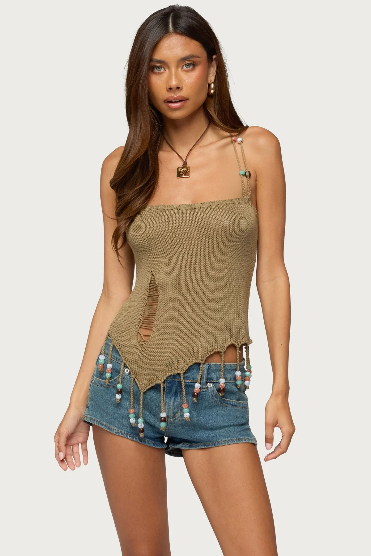 Fernie Bead Fringe Knit Top