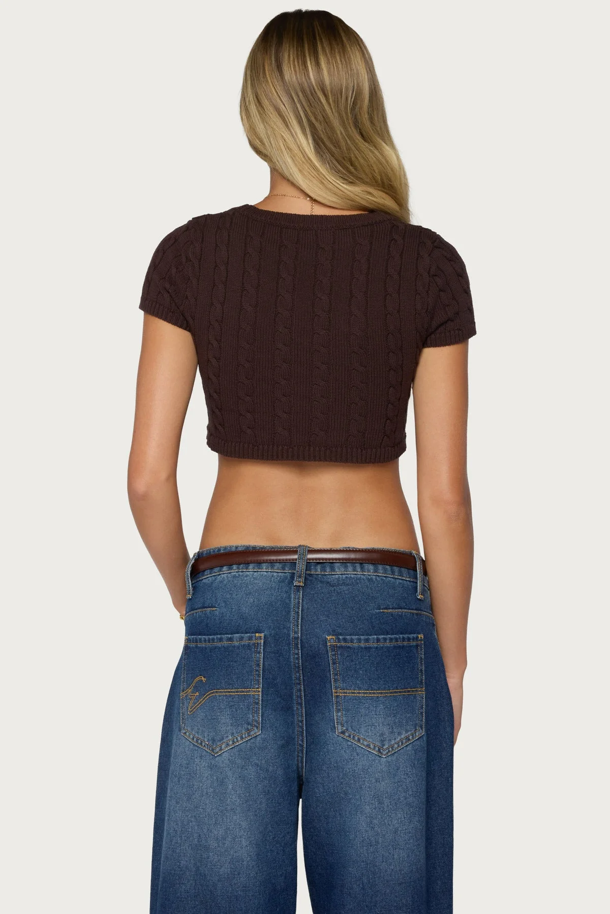 Zila Cropped Cable Knit Top - Image 5