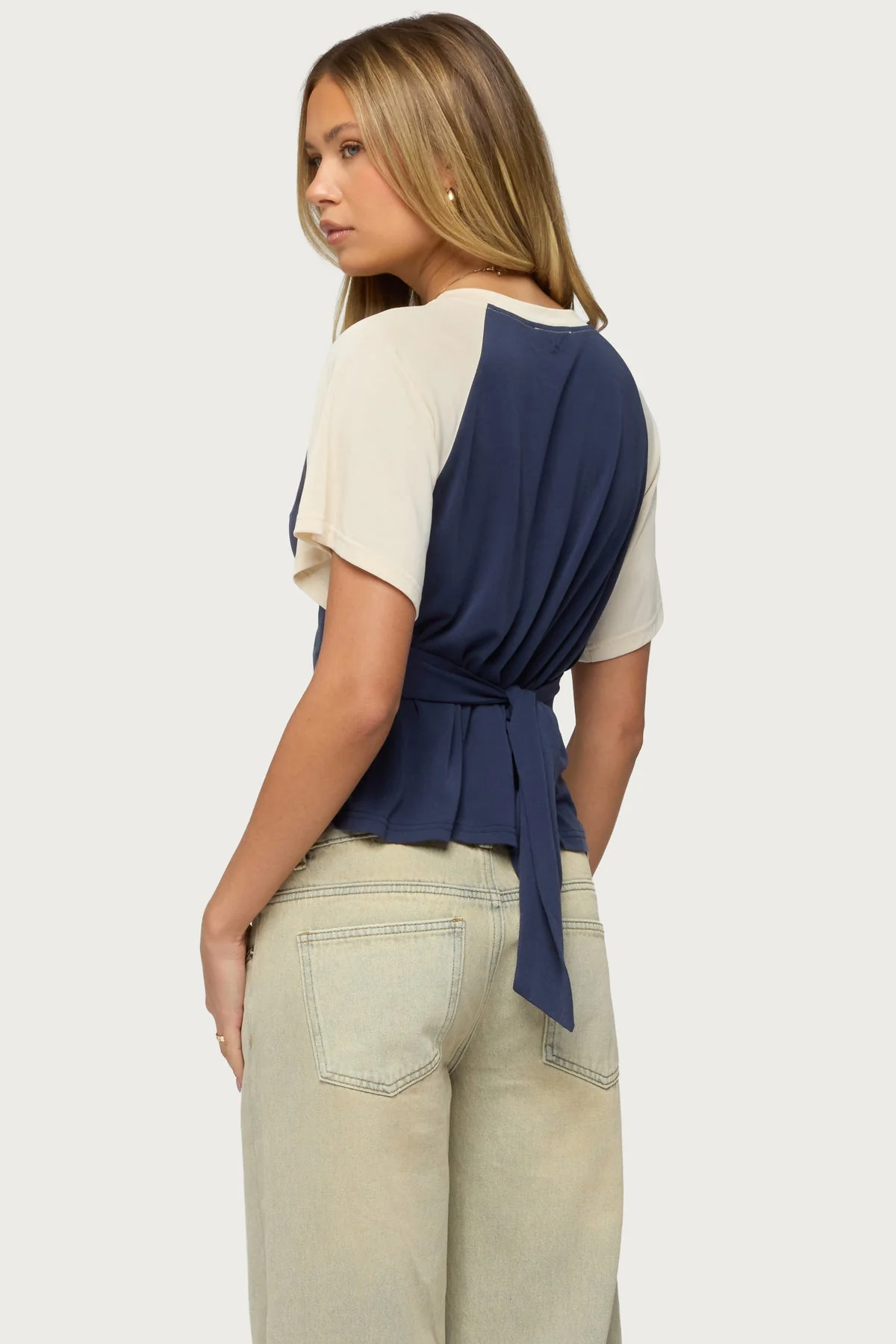 Fraise Contrast Back Tie Raglan Top - Image 5