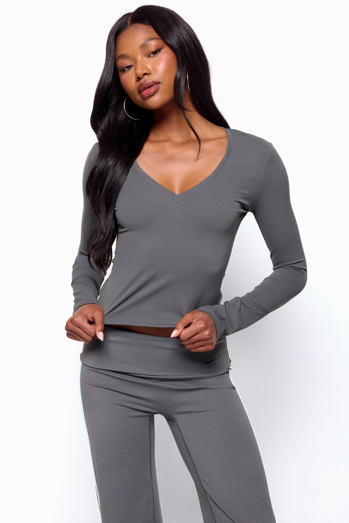 Ferne Long Sleeve V Neck Top - Image 4