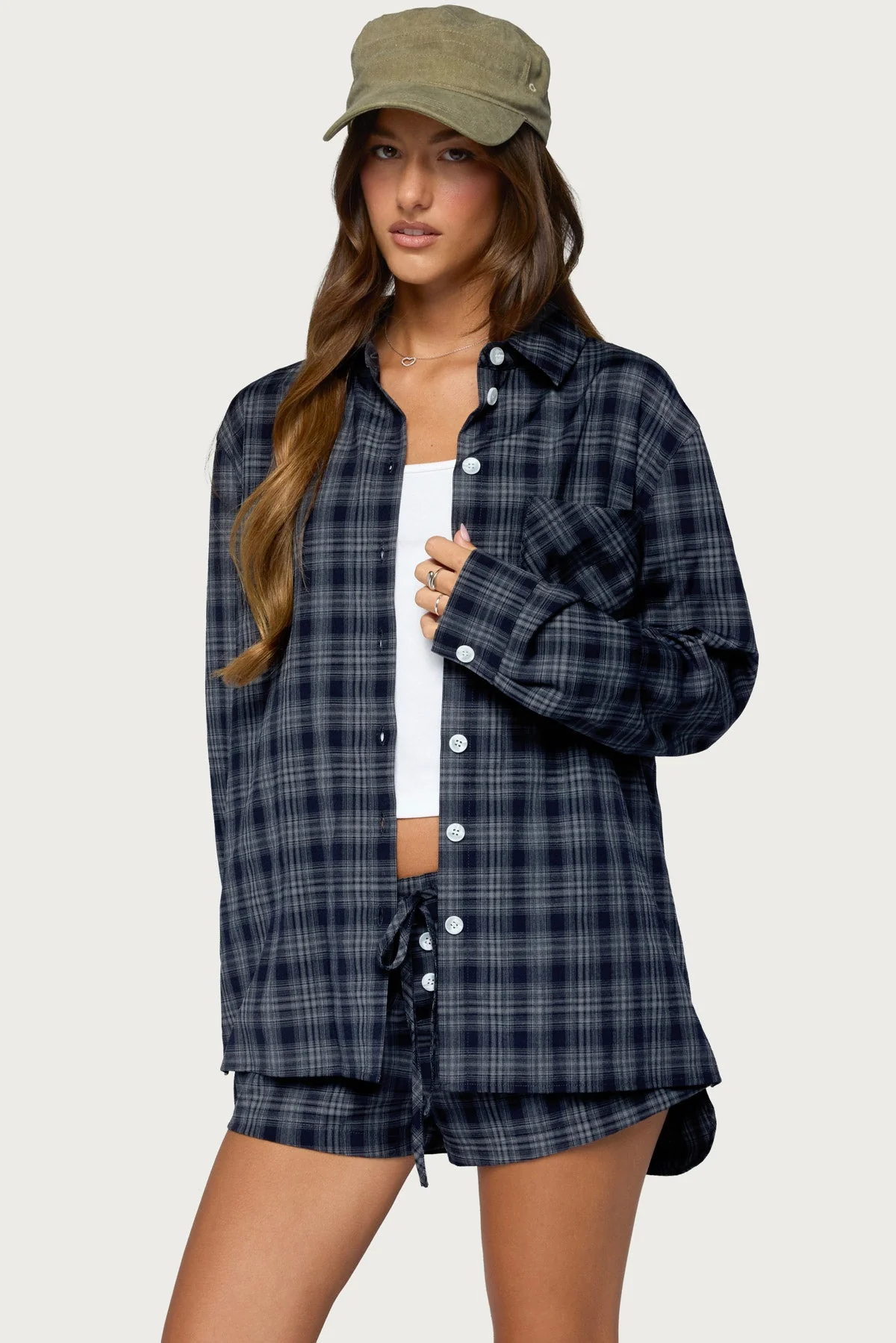 Alessa Plaid Button Up Long Sleeve Top - Image 3