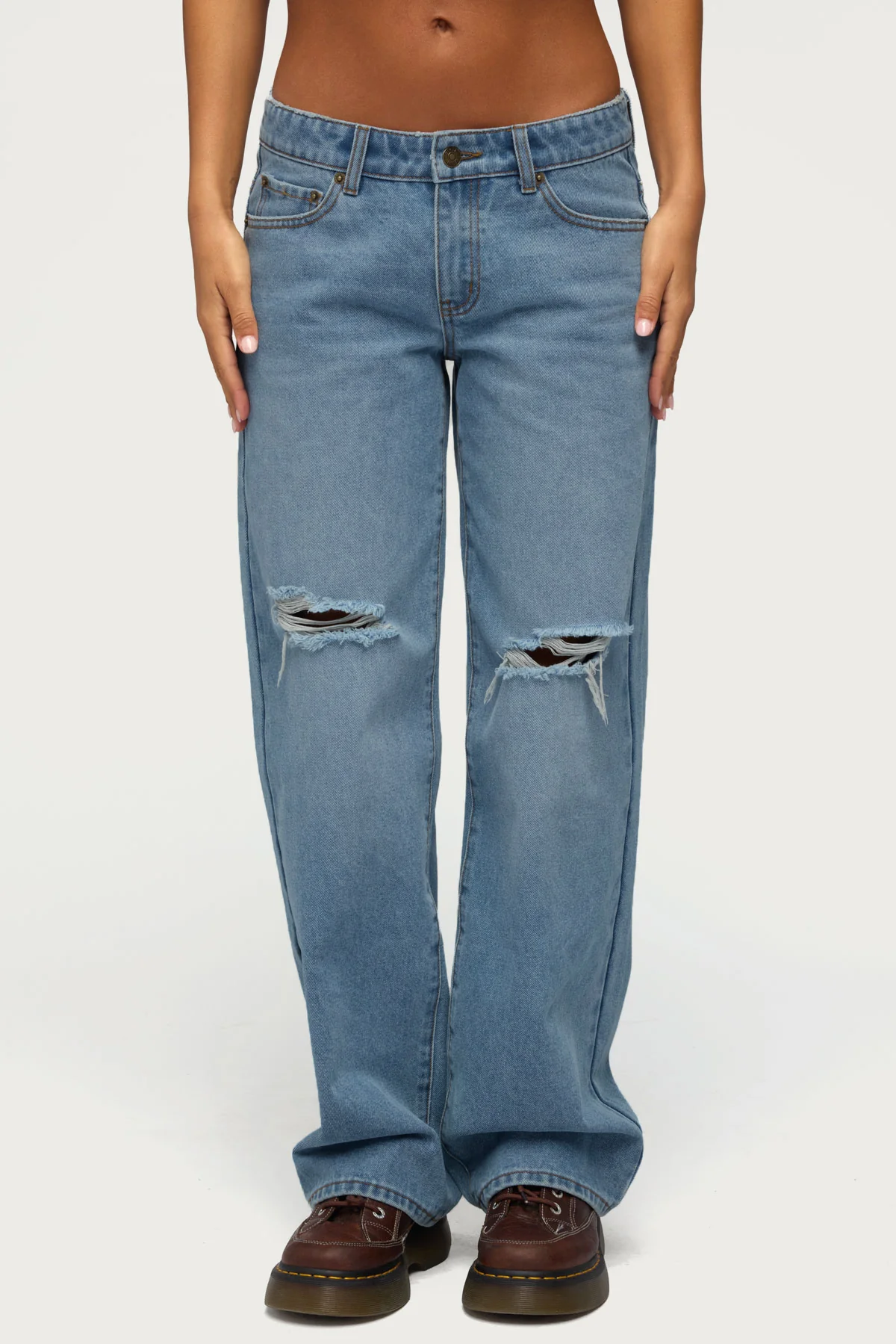 Juju Distressed Low Rise Baggy Jeans - Image 2
