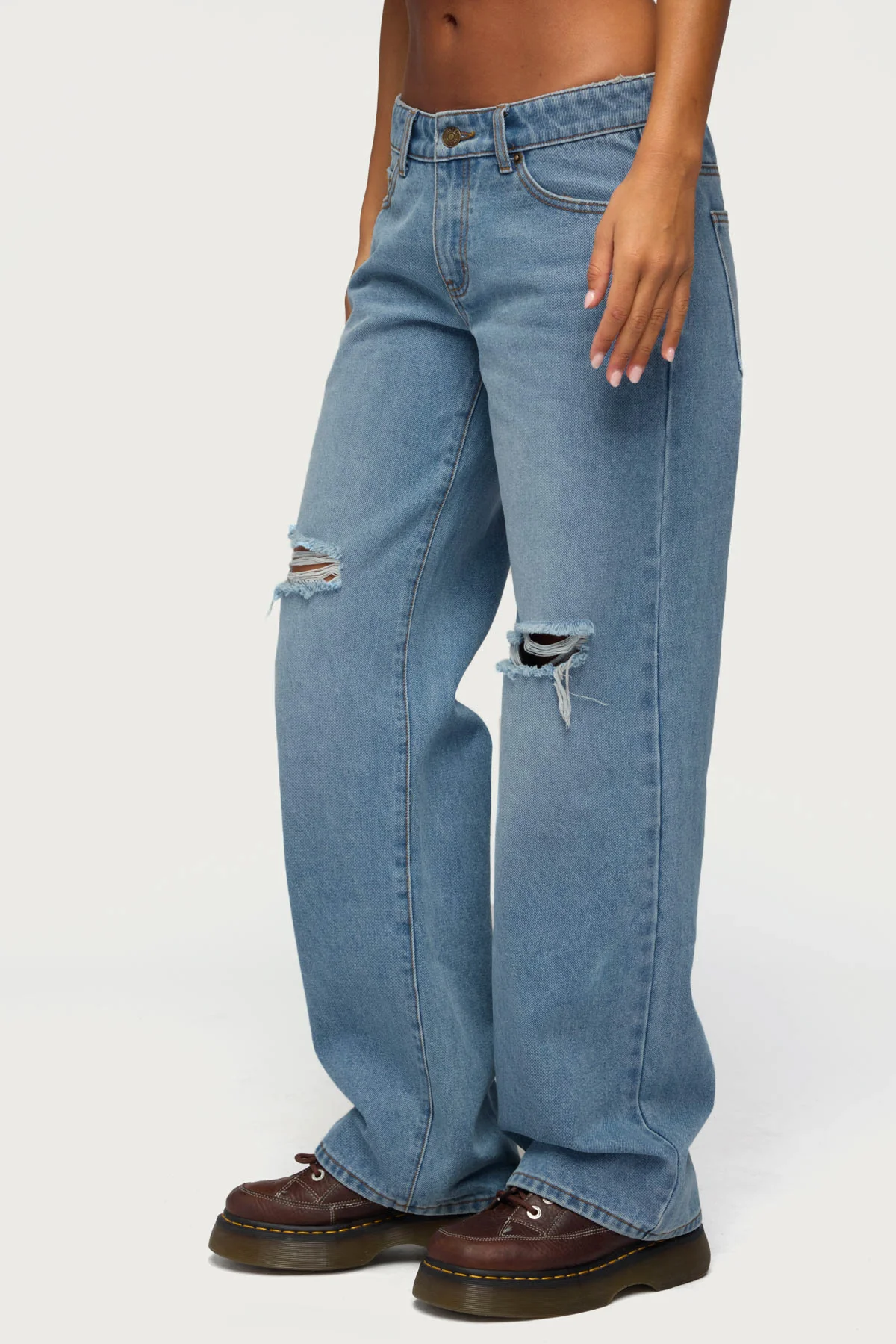 Juju Distressed Low Rise Baggy Jeans - Image 3