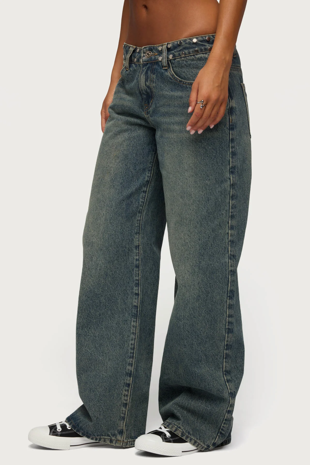 NYC Studded Low Rise Baggy Jeans - Image 4