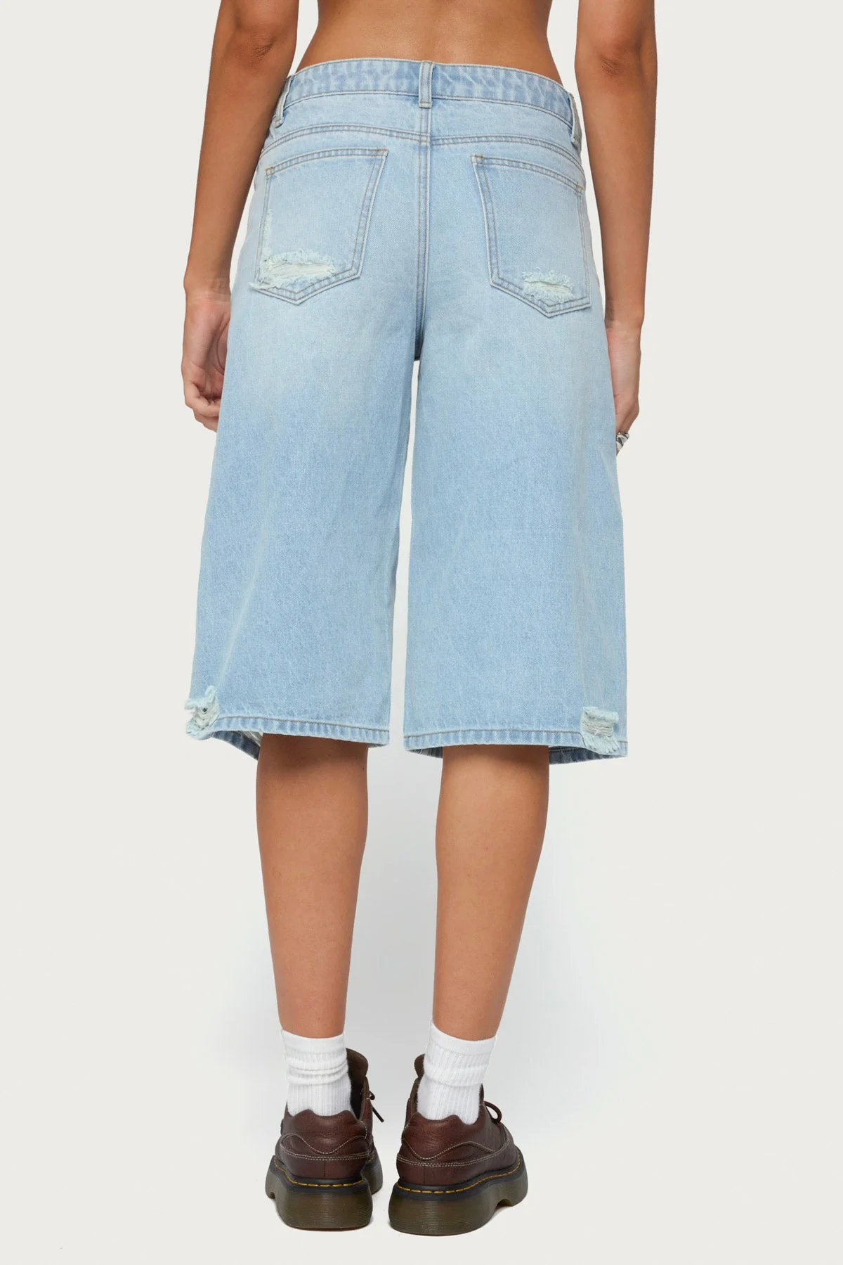 Distressed Low Rise Boyfriend Bermuda Shorts - Image 4