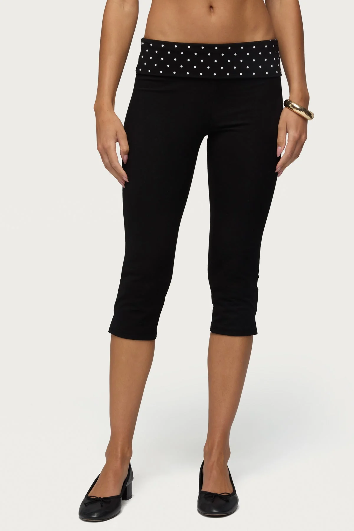 Genni Polka Dot Foldover Capri Trousers - Image 2