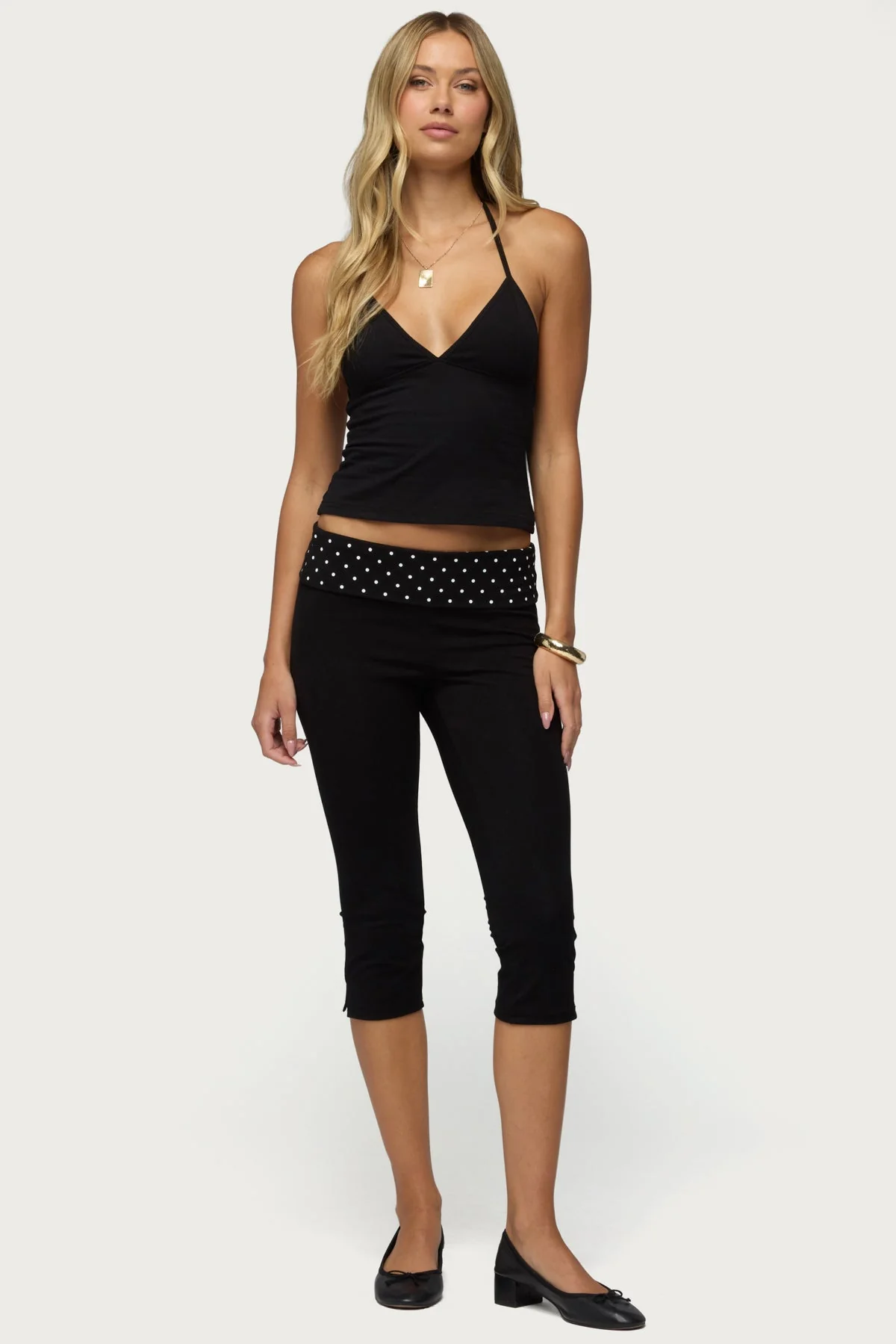 Genni Polka Dot Foldover Capri Trousers - Image 5