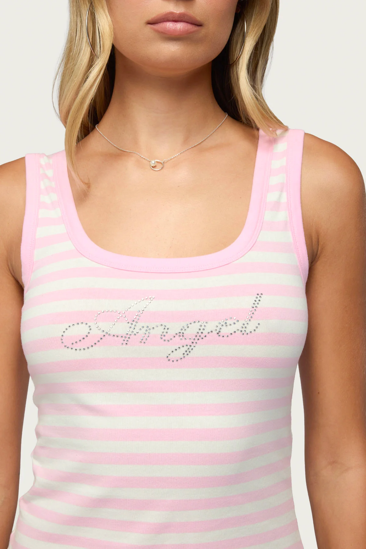 Angel Glow Rhinestone Striped Tank Top - Image 2